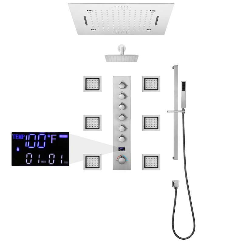Thermostatic Complete Shower System with Rough in-Valve, Chrome