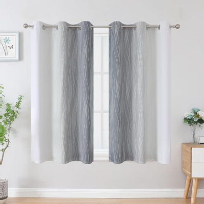 Rideaux occultant gris et grisâtre Estelar Textiler de 54 po de longueur, rideaux à œillets dégradés bloquant la lumière pour le salon, rideaux à isolant thermique pour la salle de bain, 42 l x 54 l, 2 panneaux
