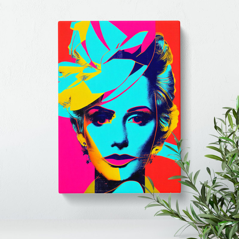 Neon Pop Art Woman - Wrapped Canvas, 76cm H x 50cm W x 3cm D