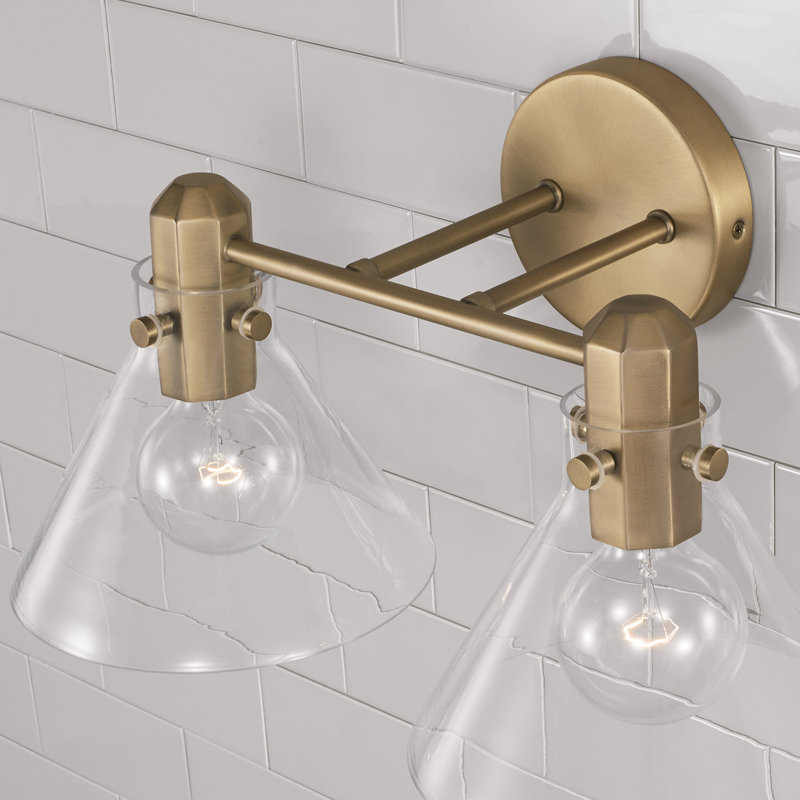 2 - Light Dimmable Vanity Light, Aged Brass