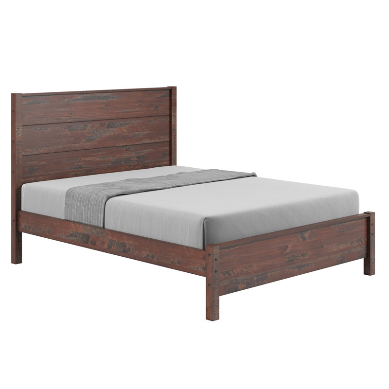 Structure de lit en bois de pin massif Timbercrest avec garniture de protection, lit plateforme de la chambre principale de style campagne moderne, base de support à lattes robuste, aucun sommier nécessaire, 2 couleurs, 3 tailles de style haut de gamme