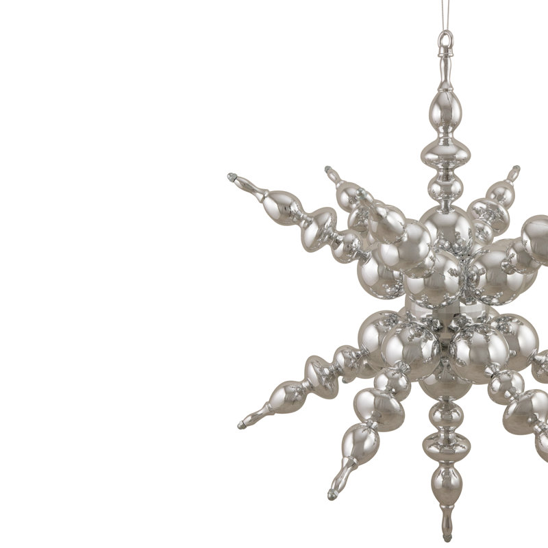 Ornement de Noël flocon de neige brillant 24 po 3D Sunburst, Argent