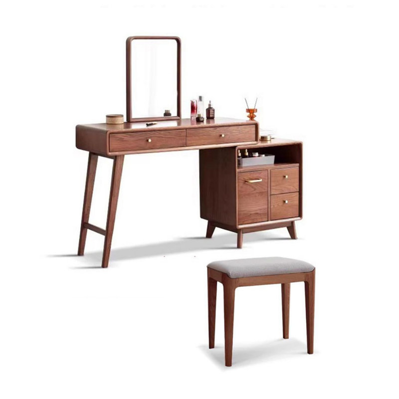 Coiffeuse avec miroir, 6 tiroirs, 1 chaise