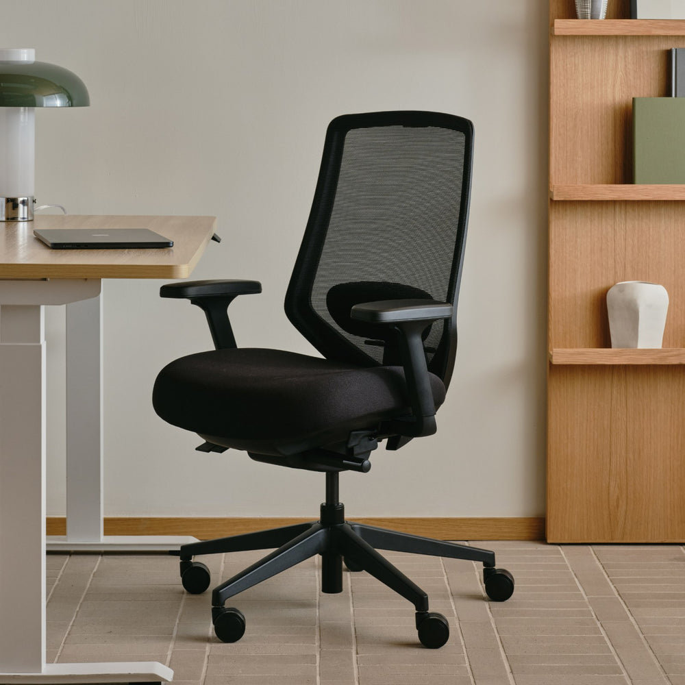 Ergonomic Fabric Office Chair, Black, Black