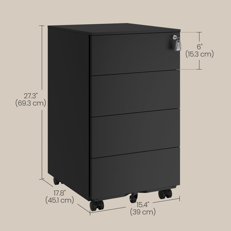 39cm Wide 4 -Drawer File Cabinet, Black