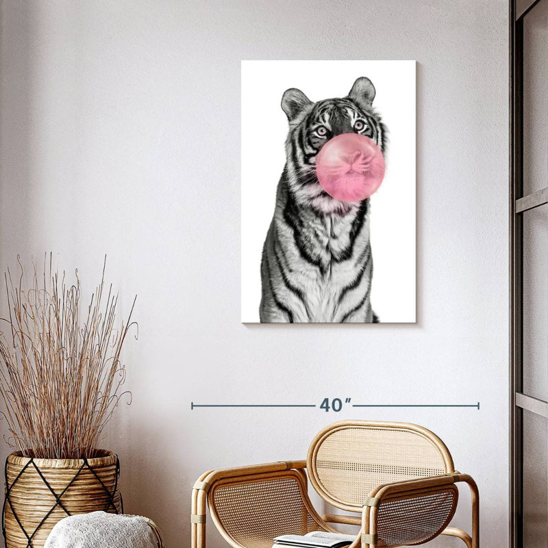 Impression sur toile Tiger Bubble Gum, H 36 po x l 24 po x P 1,25 po