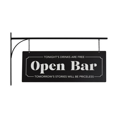 American Art Decor Double-Sided "Open Bar" Metal Sign - Vintage Home/Outdoor Bar Decor