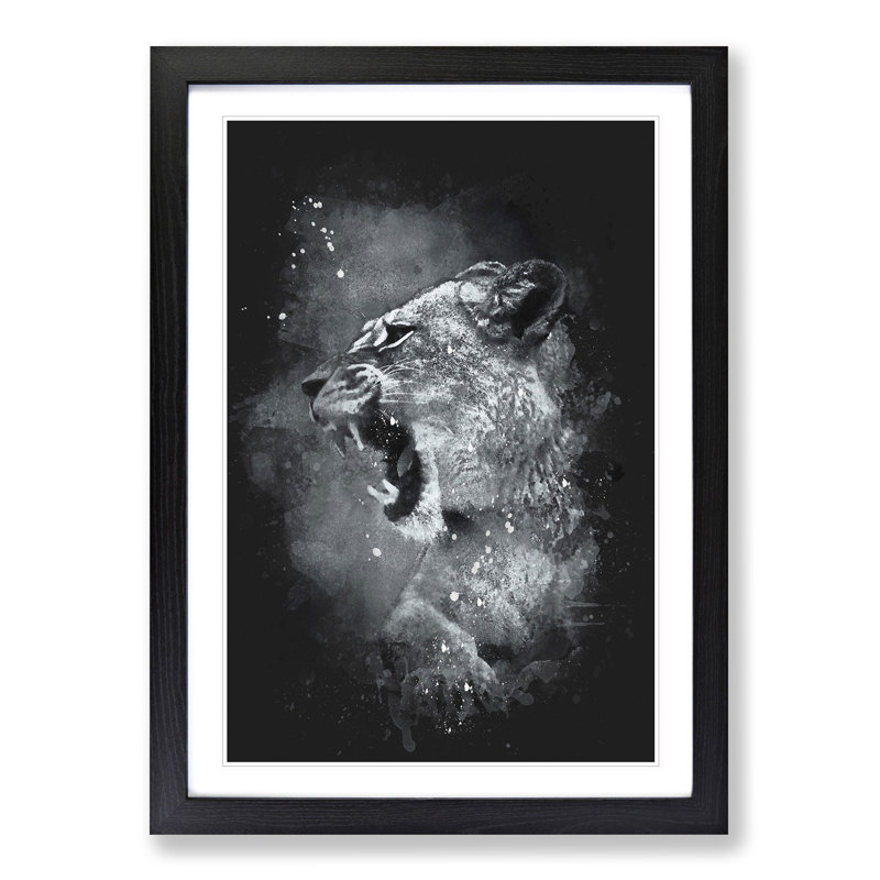 Fierce Lioness - Framed Print, Black Framed, 87cm H x 62cm W x 2cm D