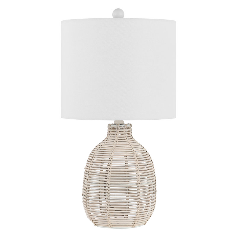 Robbin Wicker/Rattan Table Lamp, White