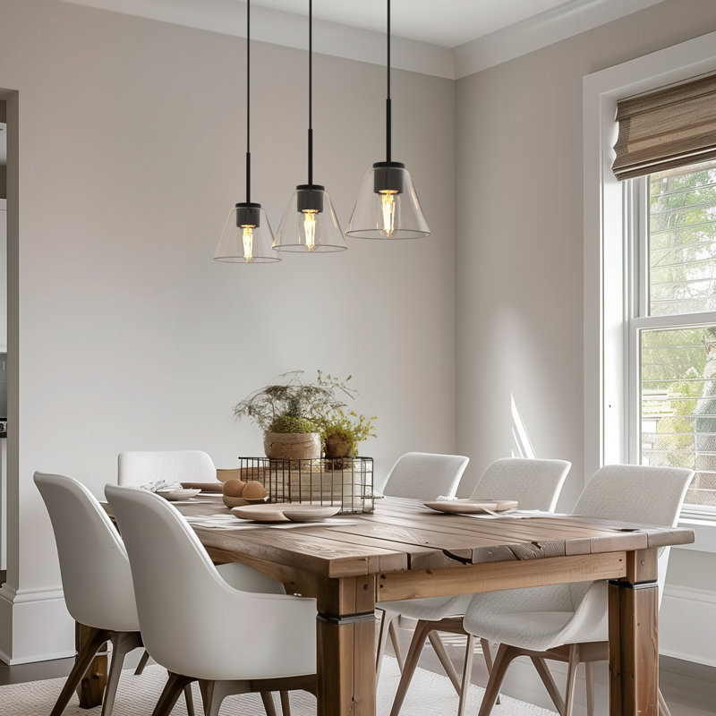Luminaire suspendu pour îlot de cuisine 3 lumières Aigars, Clair