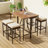 5-Piece Bar Height Table And Four Stools With Cushions, Dining Table Set