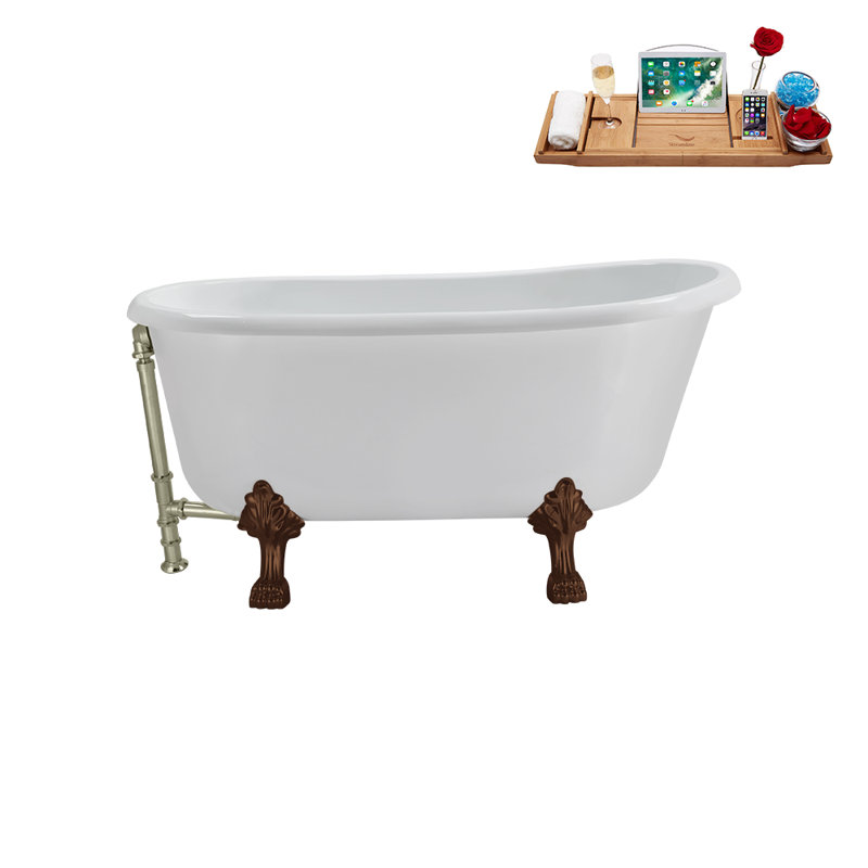 57.5'' x 29.5'' Soaking Acrylic Bathtub, Brushed Nickel, Matte Oil Rubbed Bronze