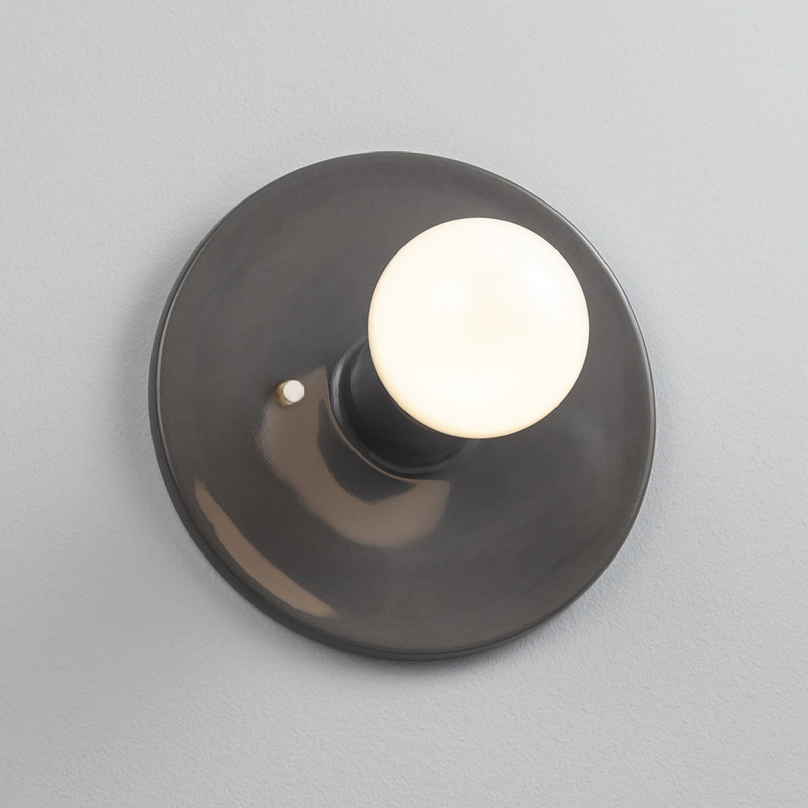 Single Light Dimmable Ceramic Flush Mount Sconce, Gloss Gray