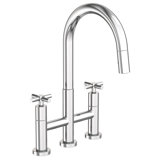 East Linear Pull Down Kitchen Bridge Faucet