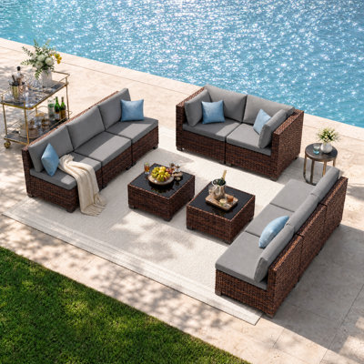 Mirana 7 Piece Rattan Sectional Seating Group with Cushions