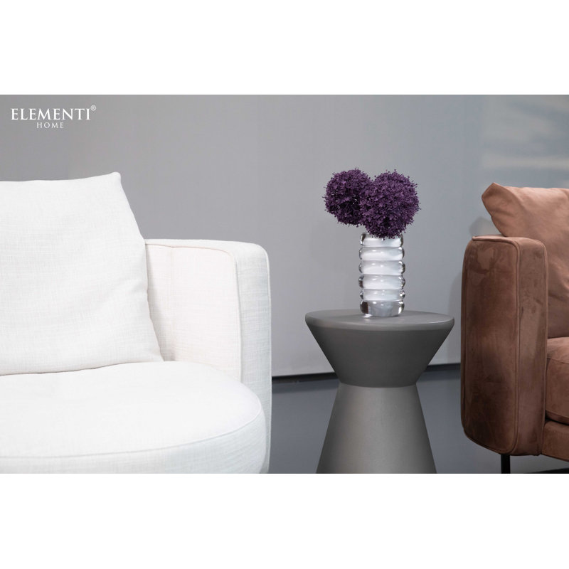 ROME Column Side Table Small Round Concrete End Table 50,8 cm H X 35 cm B X 35 cm T, Grey/Brown/Blue