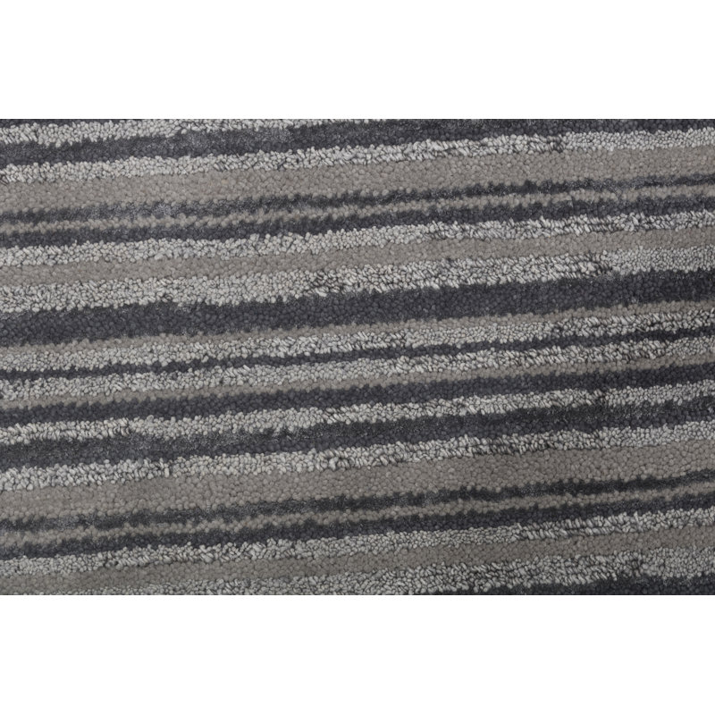 Handmade Cotton and Silk Striped Area Rug