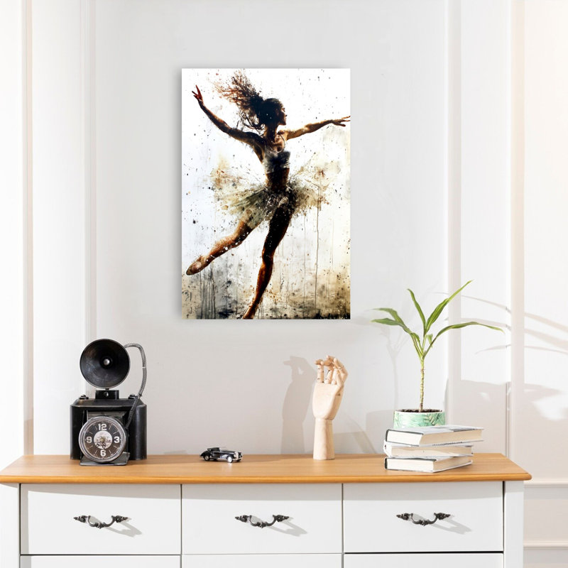«Ethereal Ballet Dancer», art mural contemporain élégant et abstrait, H 24 po x l 16 po