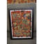 Antique Floral Chinese Small Size Wool & Silk Coral Color Framed Textile