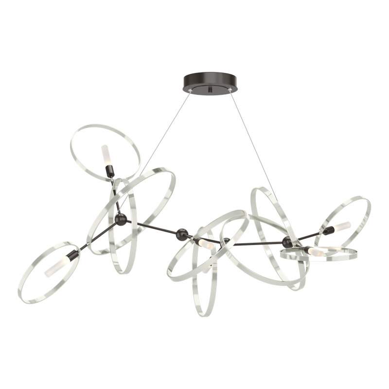 Lustre géométrique unique à 6 lumières Celesse, Bronze huilé, Argenté