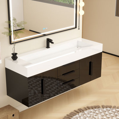 58.5'' Wall Mounted Single Bathroom Vanity Base Only