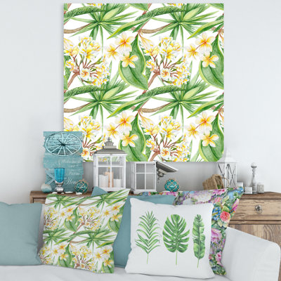 Feuillage tropical et fleurs jaunes VI - peinture sur toile