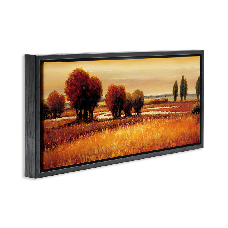 Golden Reflections Landscape Floating Frame, design by Gregory Williams, 11" H x 25" W, Jet Black Floater Frame