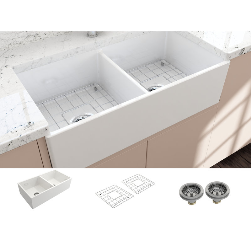 36'' L Kitchen Sink, Glossy White