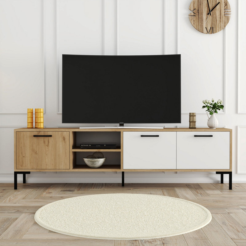 Bokoshe Unfinished TV Stand for TVs up to 48", Oak/White