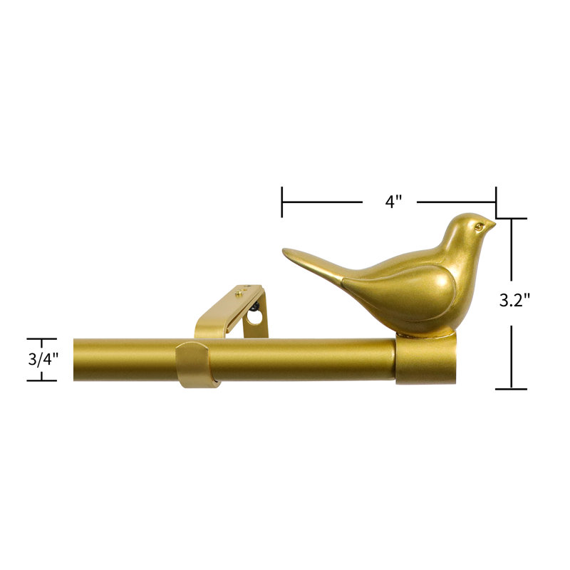 Tringle à rideaux simple ajustable 0,75 po, 28" - 48", Or