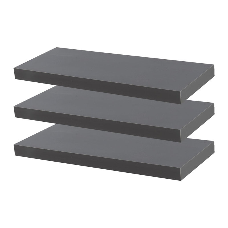 Harbour Housewares - Modern Floating Wall Shelves, 4cm H x 60cm W x 23.5cm D, Grey