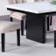 Ensemble de salle à manger classique à deux tons avec plateau en faux marbre blanc et 6 chaises d'appoint 7 pièces-280714169