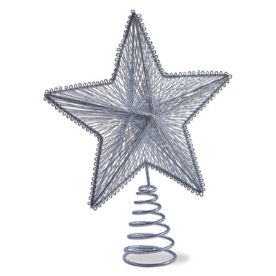 Glitter Star Tree Topper Silver Metal Christmas