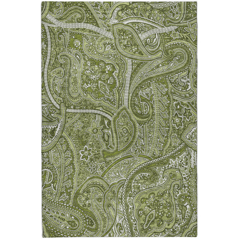 Tapis cachemire ADS623 de qualité supérieure lavable à la machine, Green, 3' x 5'