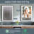Beveled Black Brushed Framed LED Lighted Bathroom Mirror, Anti-Fog, Tempered Glass, Touch Sensor, 3 Colors, Dimer, Front Light-102641705