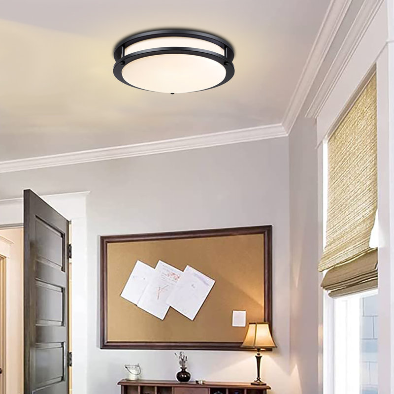 Hanz Selectable LED 2700K, 3000K,3500K, 4000K, 5000K Flush Mount Ceiling Light, 3.5" H x 12.99" W x 12.99" D, Matte Black