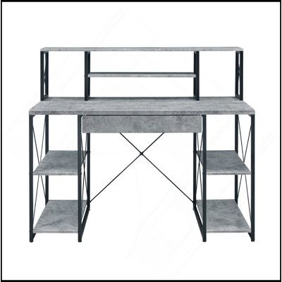Writing Desk With One Drawer And 8 Open Compartment, Black