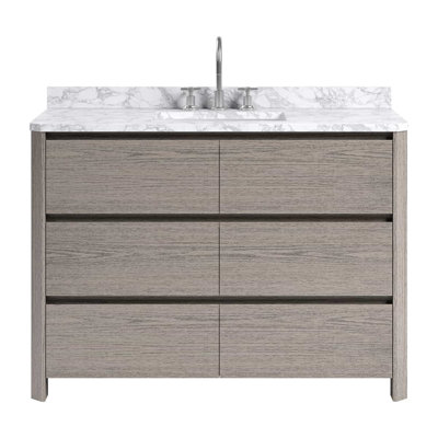 TileBar Studio Vanities Dalton Steel Oak Vanity with Carrara Marble Top