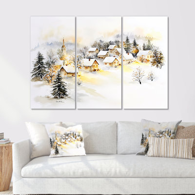 Ensemble de salon Snowy Village At Night II - Winter Landscape