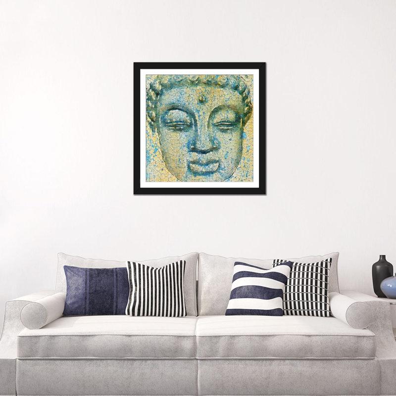 Bouddha, paix intérieure V, impression sur toile tendue, H 24 po x l 24 po x P 1 po, Papier d'art encadré noir, Blanc