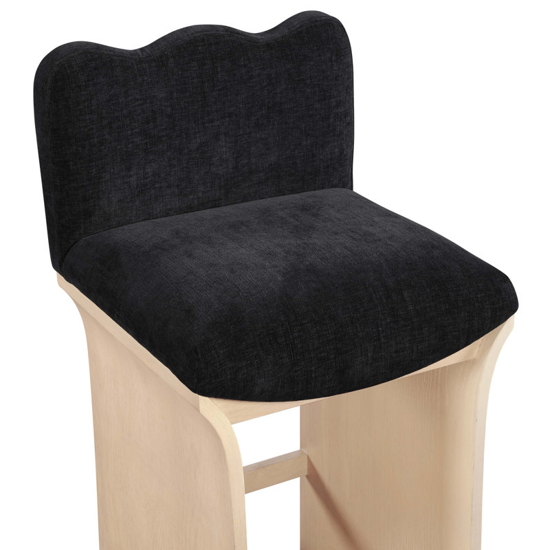 Tabouret de comptoir Shaw Cassady, Tissu chenille noir, Naturel