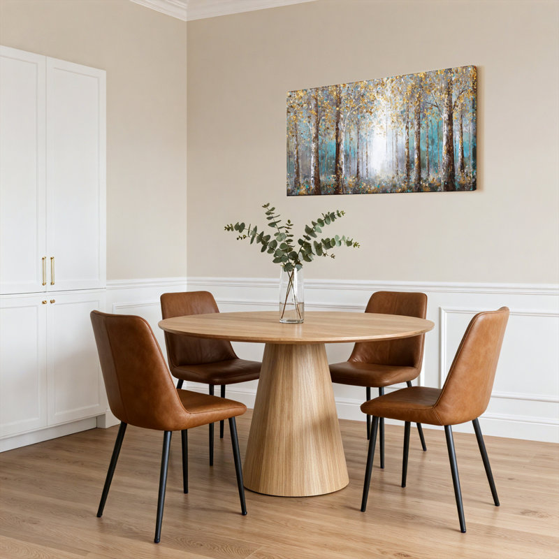 «Autumn Birch Trees Landscape», reproduction de peinture à l'huile sur toile, art mural, H 12 po x l 36 po
