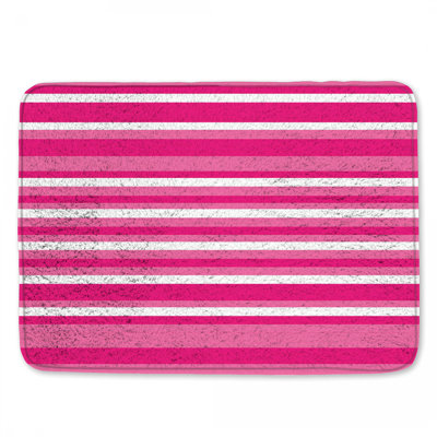 Pink White Stripes Bath Mat Minimalist Bathroom Decor