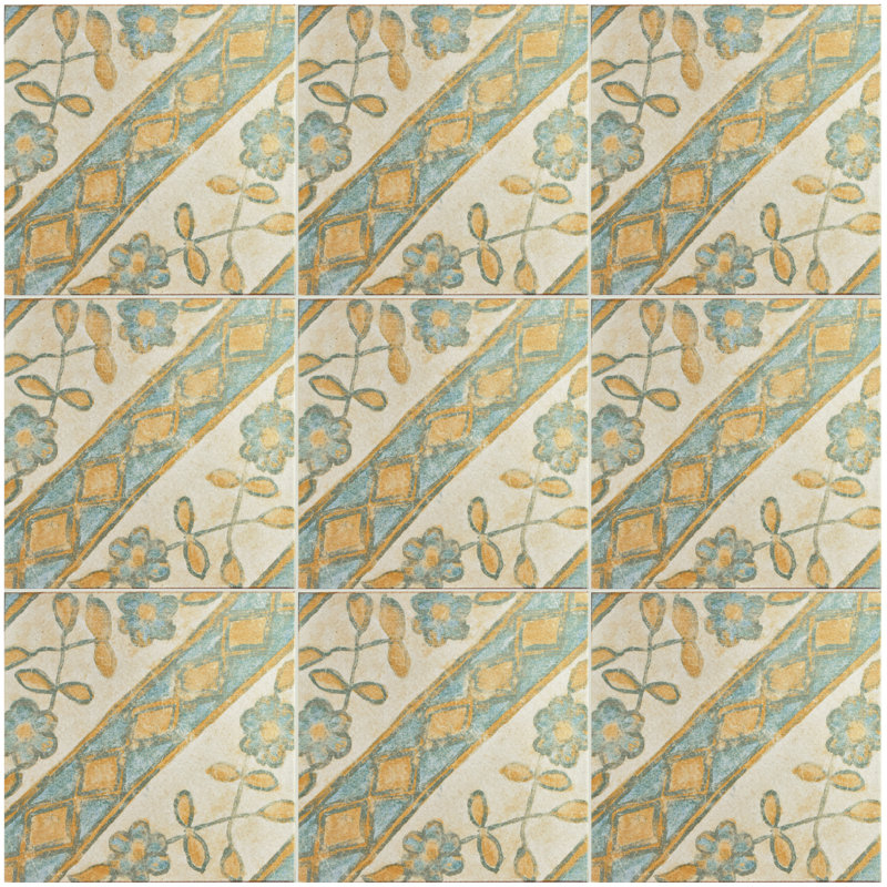 Klinker Retro 13" x 13" Ceramic Patterned Wall & Floor Tile