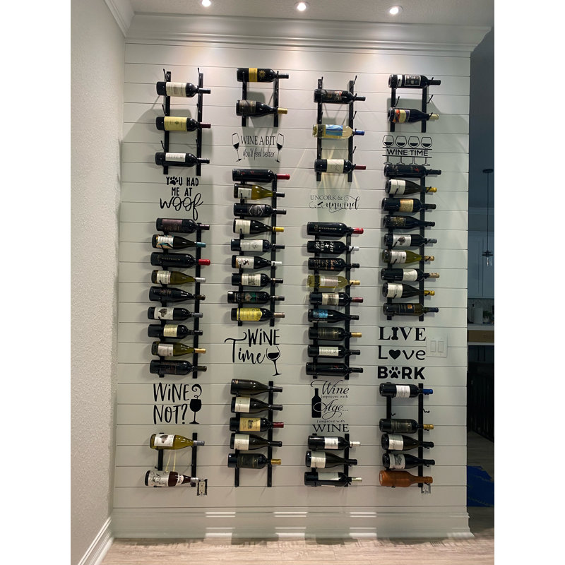 Indurial 6-Bottle Wall-Mounted Metal Wine Rack in Matte Black – 24" Tall, Matte Black, 24"H x 13"W x 5.25"D