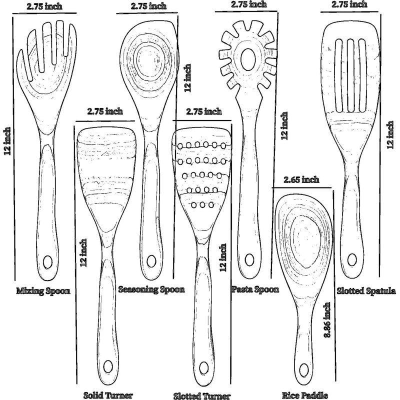 Professional Pakkawood Kitchen Utensil Set - 7 Piece Wooden Cooking Tools With Heat-Resistant & Non-Scratch Design For Non-Stick Cookware, Includes Spatula, Turner, Spoons & More