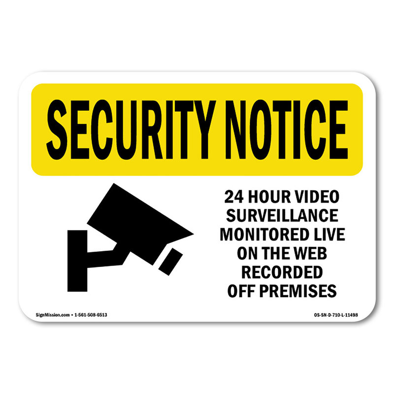 Enseigne de vidéosurveillance 24 heures sur 24 18 po x 12 po