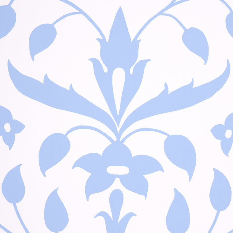 Papier peint fleurs Schumacher x Marie-Anne Oudejans Jaipur, Bleu