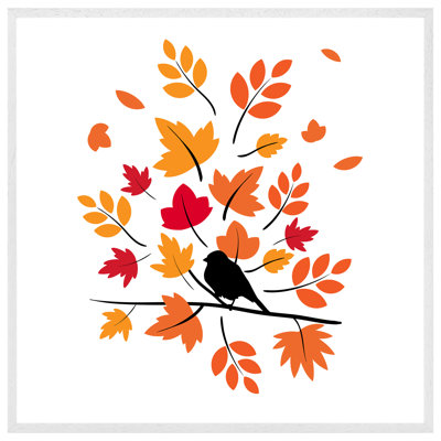 Hartstown Autumn Bird on Branch 1 Piece Single Picture Frame Wall Art