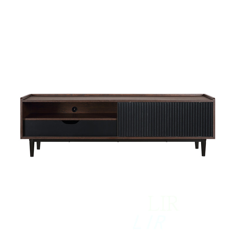 Meuble télé 59 po Duane, conception durable et peu encombrante, décor élégant pour le salon et la chambre à coucher, Noir